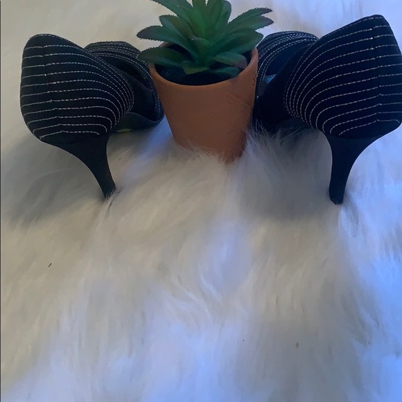 Calvin Klein black white stitching open toe heels - Picture 4 of 5